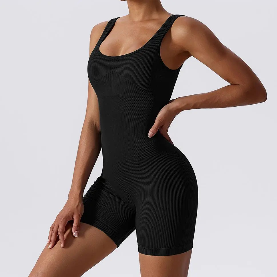 Katie Yoga Rompers Ribbed Jumpsuit