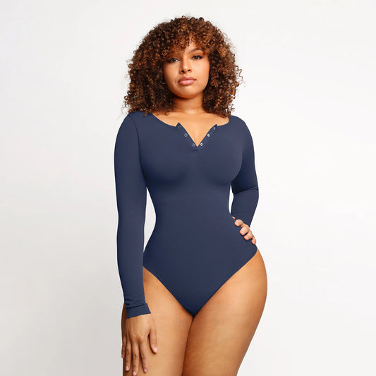 Helen Full Sleeve Thong Bodysuit – Blue