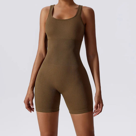 Katie Yoga Rompers Ribbed Jumpsuit