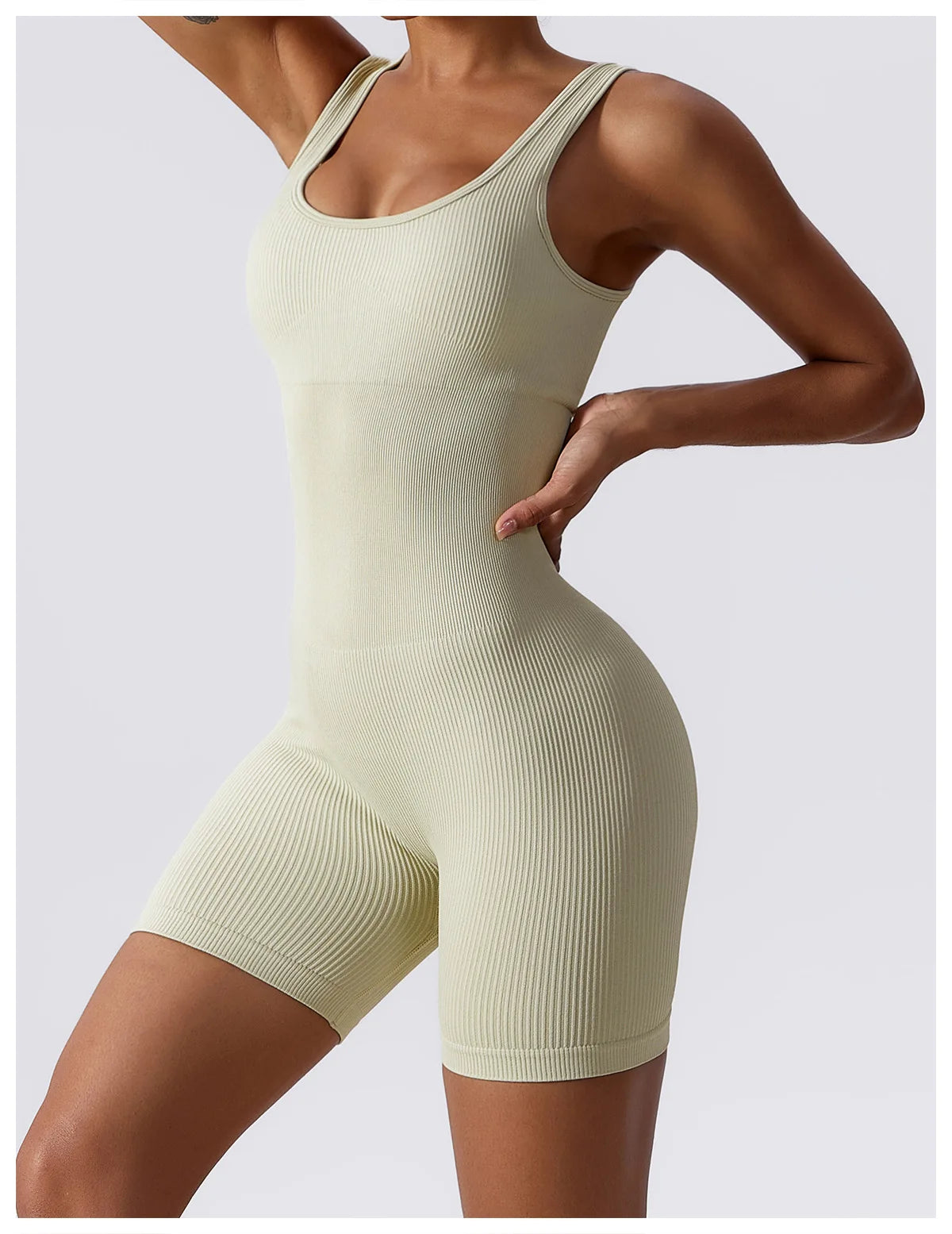 Katie Yoga Rompers Ribbed Jumpsuit