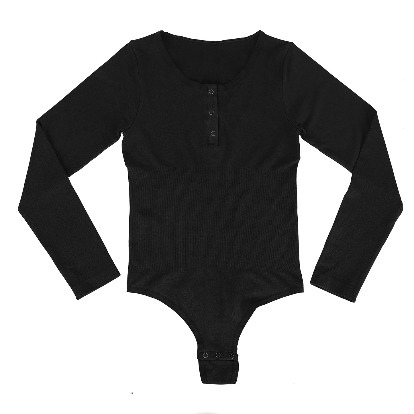 Helen Full Sleeve Thong Bodysuit – Black