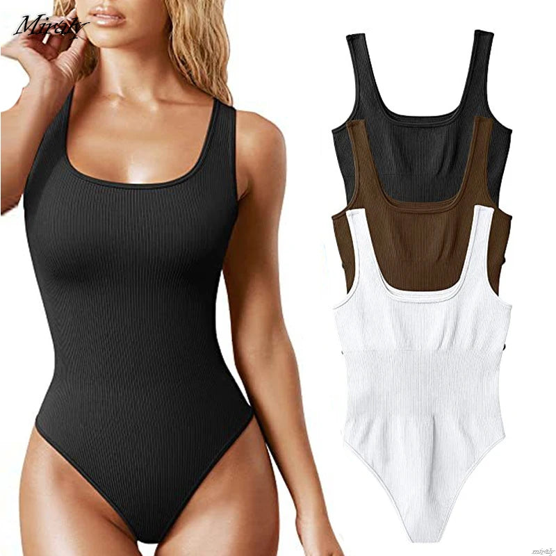 Florina Ribbed Tank Top Thong Bodysuit